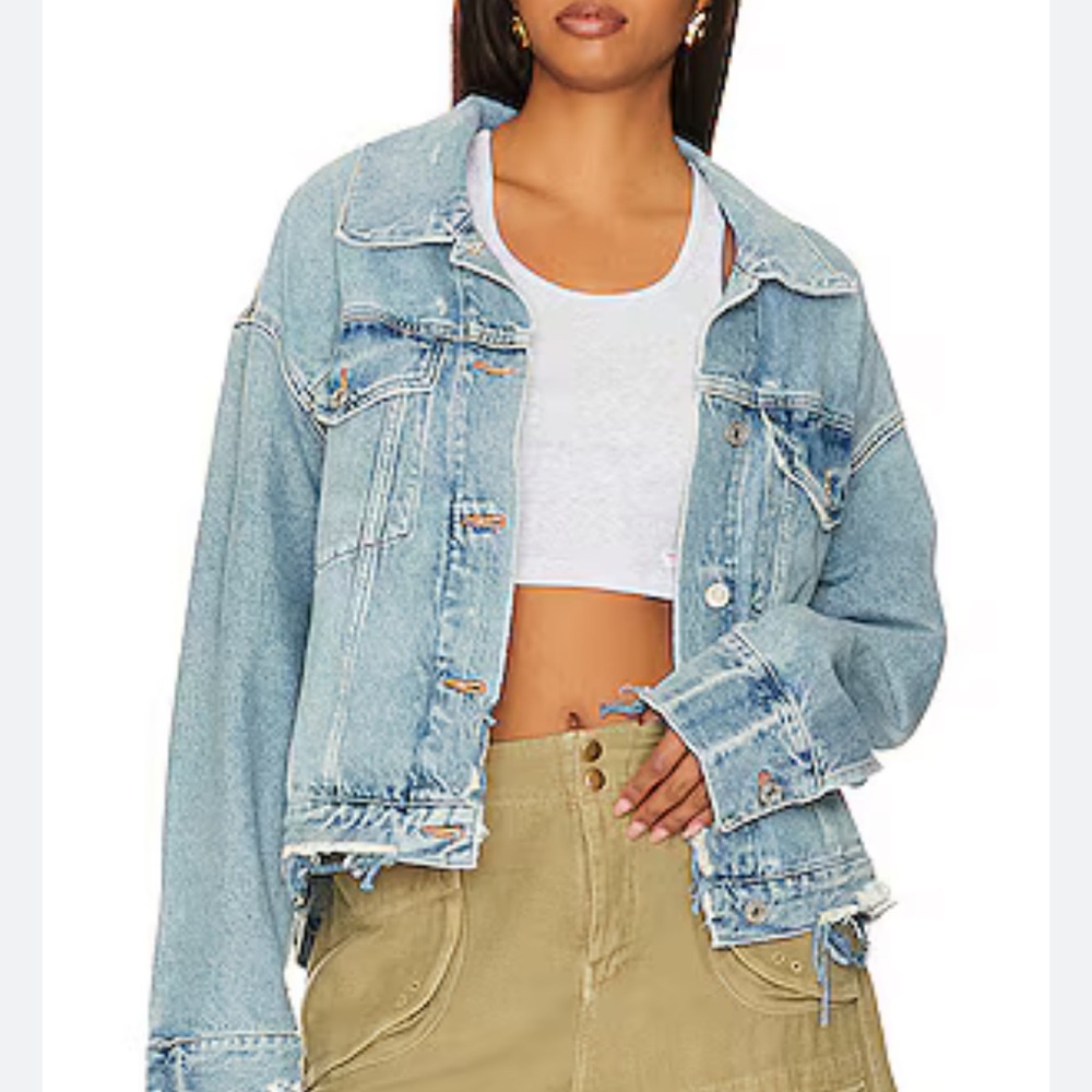 Agolde Light Blue Cropped Denim Jacket - Picture 1 of 6